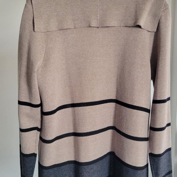 Apt. 9 Open Front Long Cardigan Sweater Women’s Large/Oatmeal & Gray Colorblock - Picture 3 of 16